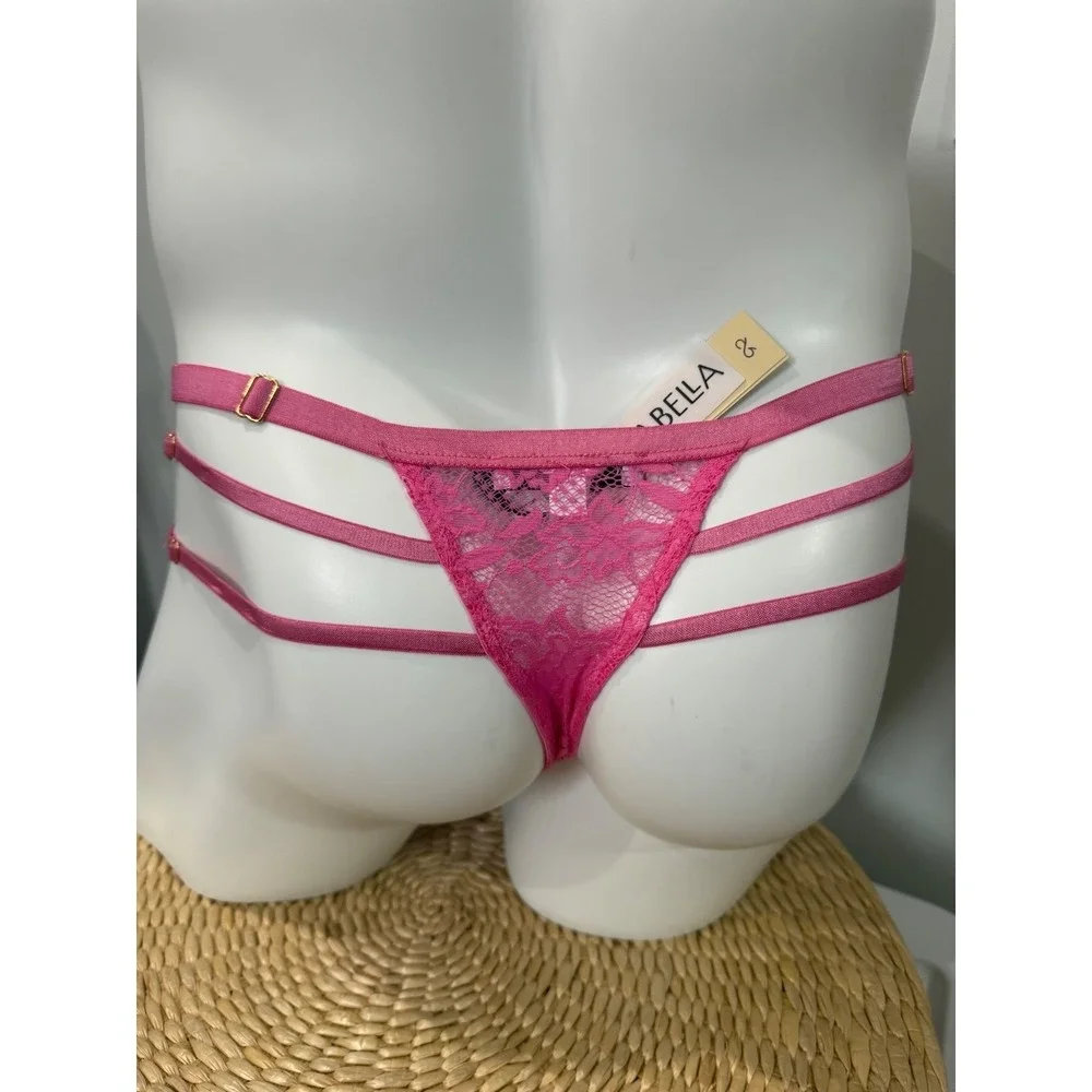 Cosabella‎ Never Say Never Floral Lace Strappy Thong Pink Luxury Lingerie  M